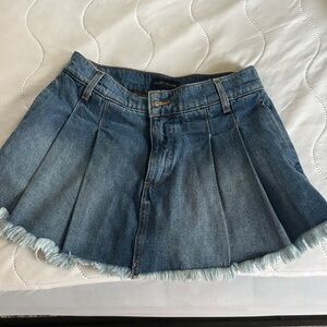 Ramy Brook Blue Denim Mini Skirt with Frayed Hem